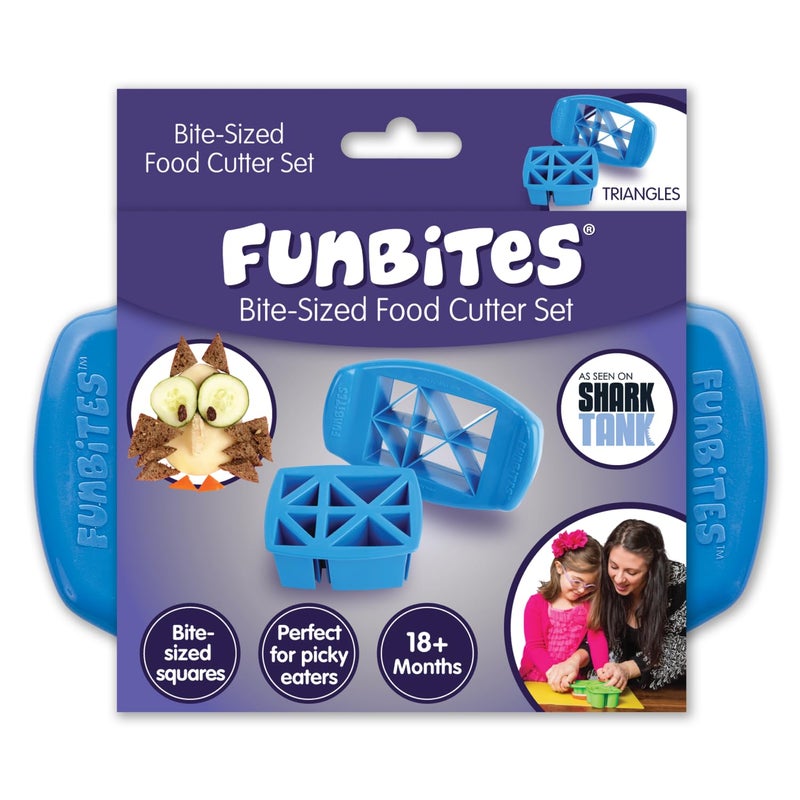 FUNBITES Sandwich Cutter for Kids Lunch, Mini Cookie Cutters, Bento Box Accessories, Cuts Food into Bite-Size Shapes for Toddler Lunch, Great for picky eaters - Blue Triangles 1pk - Image 1